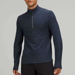 Men Lululemon Surge Warm Reflective 1/2 Zip Heathered True Navy Size Medium